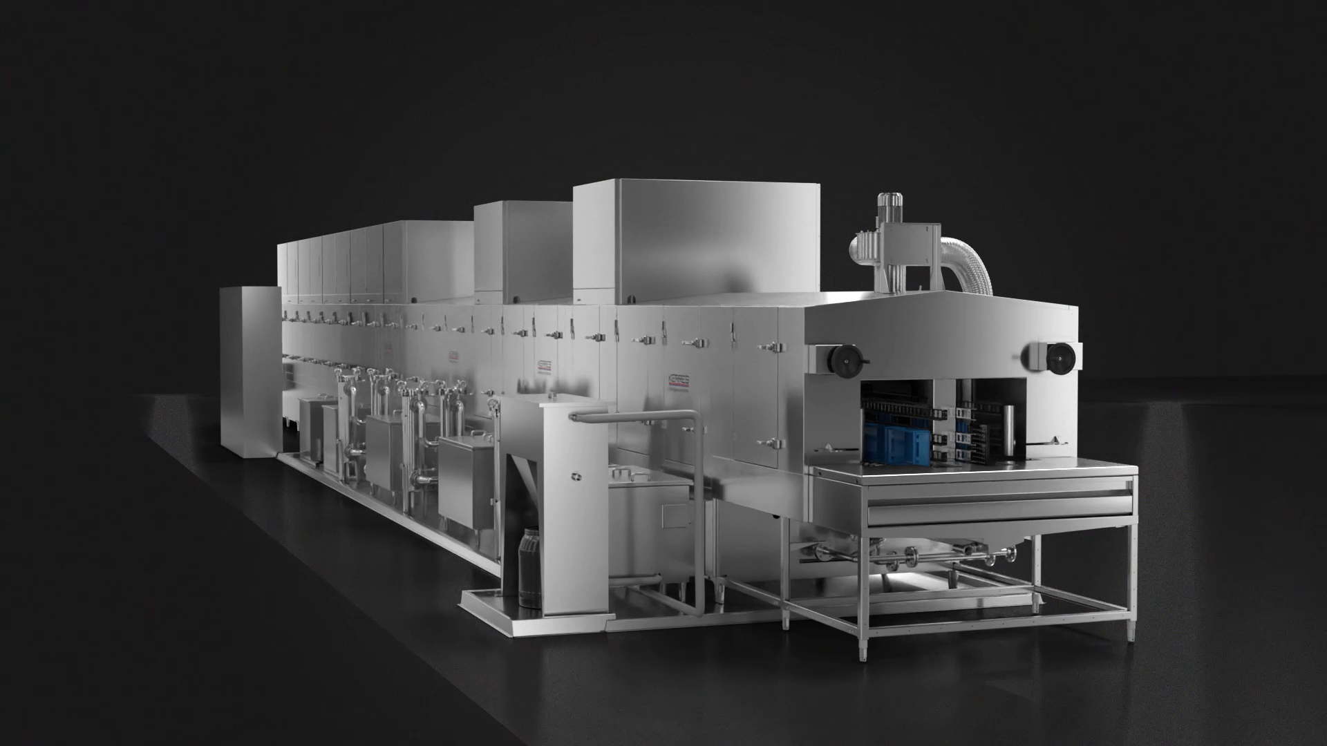 Industrial chocolate mould washing machine. 