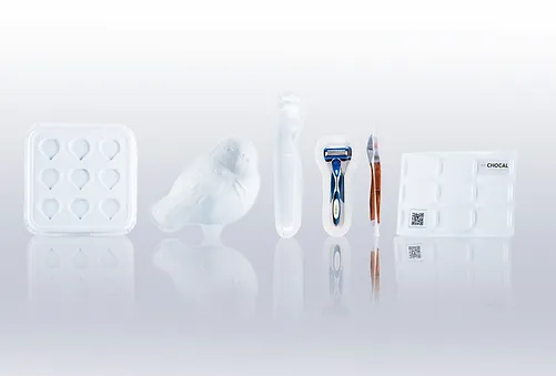 Assortment of moulded paper packaged products by Chocal.