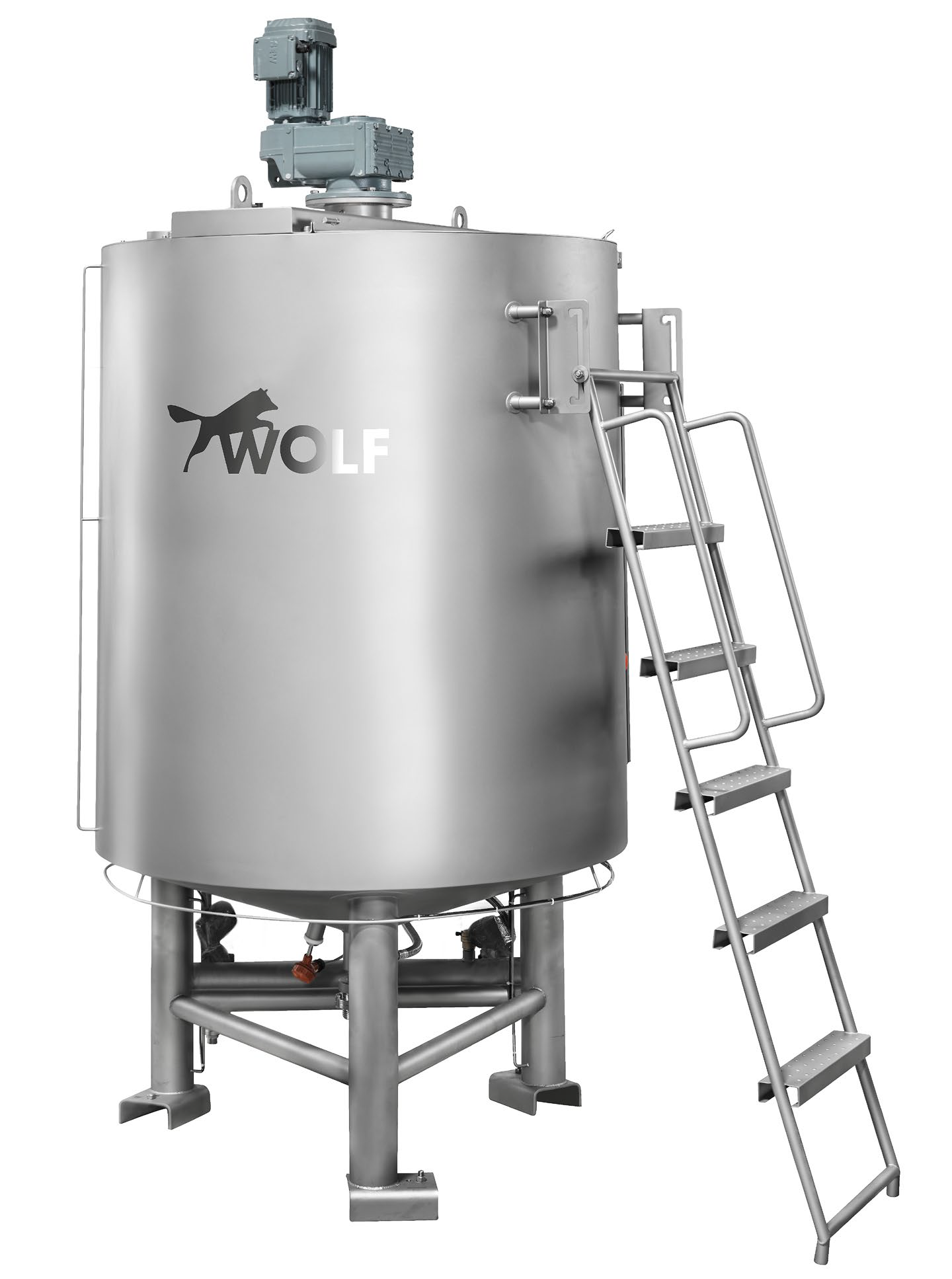 Wolf machines day tank with access ladder on the side.