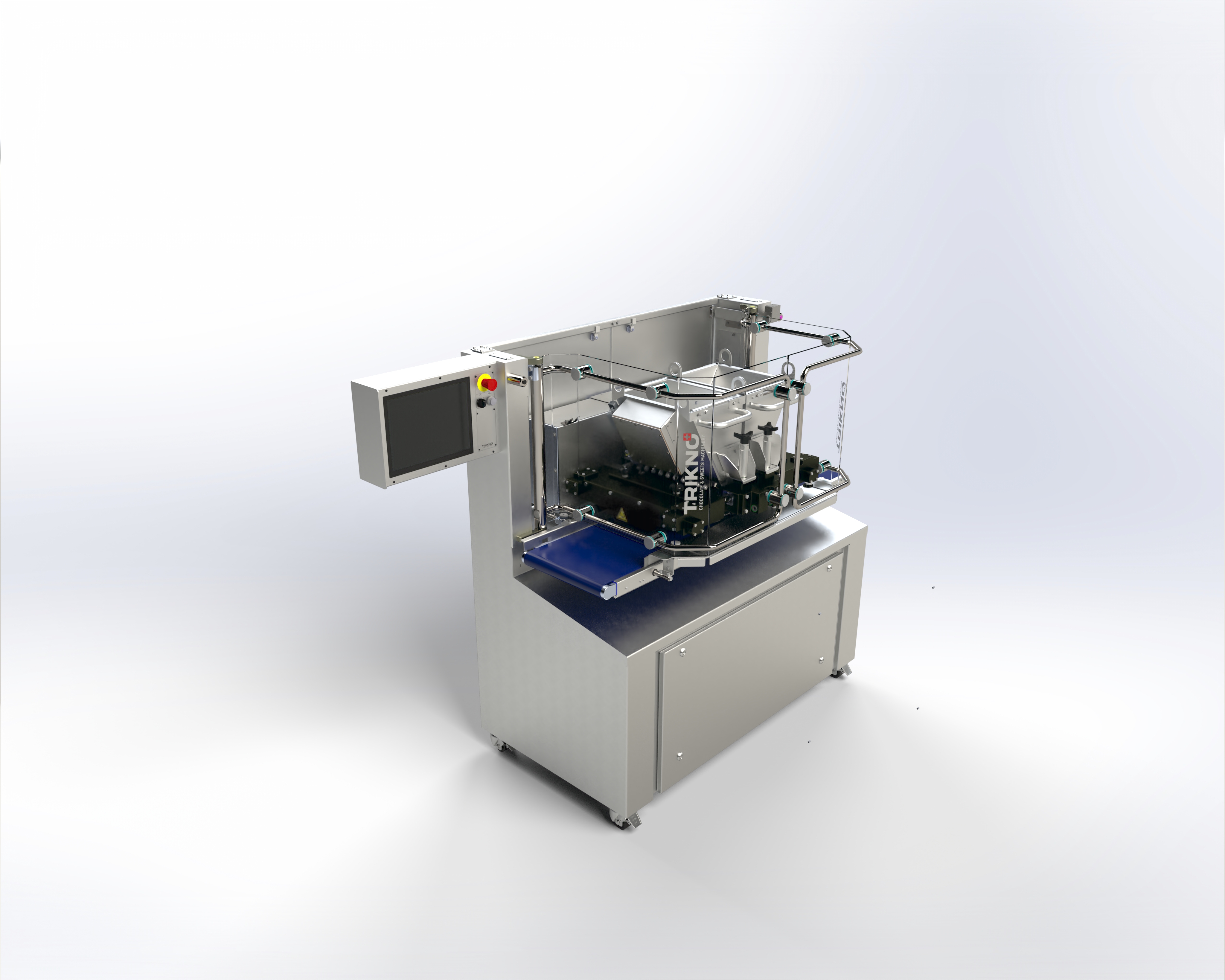 Wide shot of a trikno chocolate depositor.