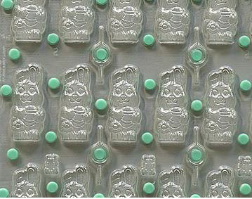 Clear easter bunny chocolate moulds. 