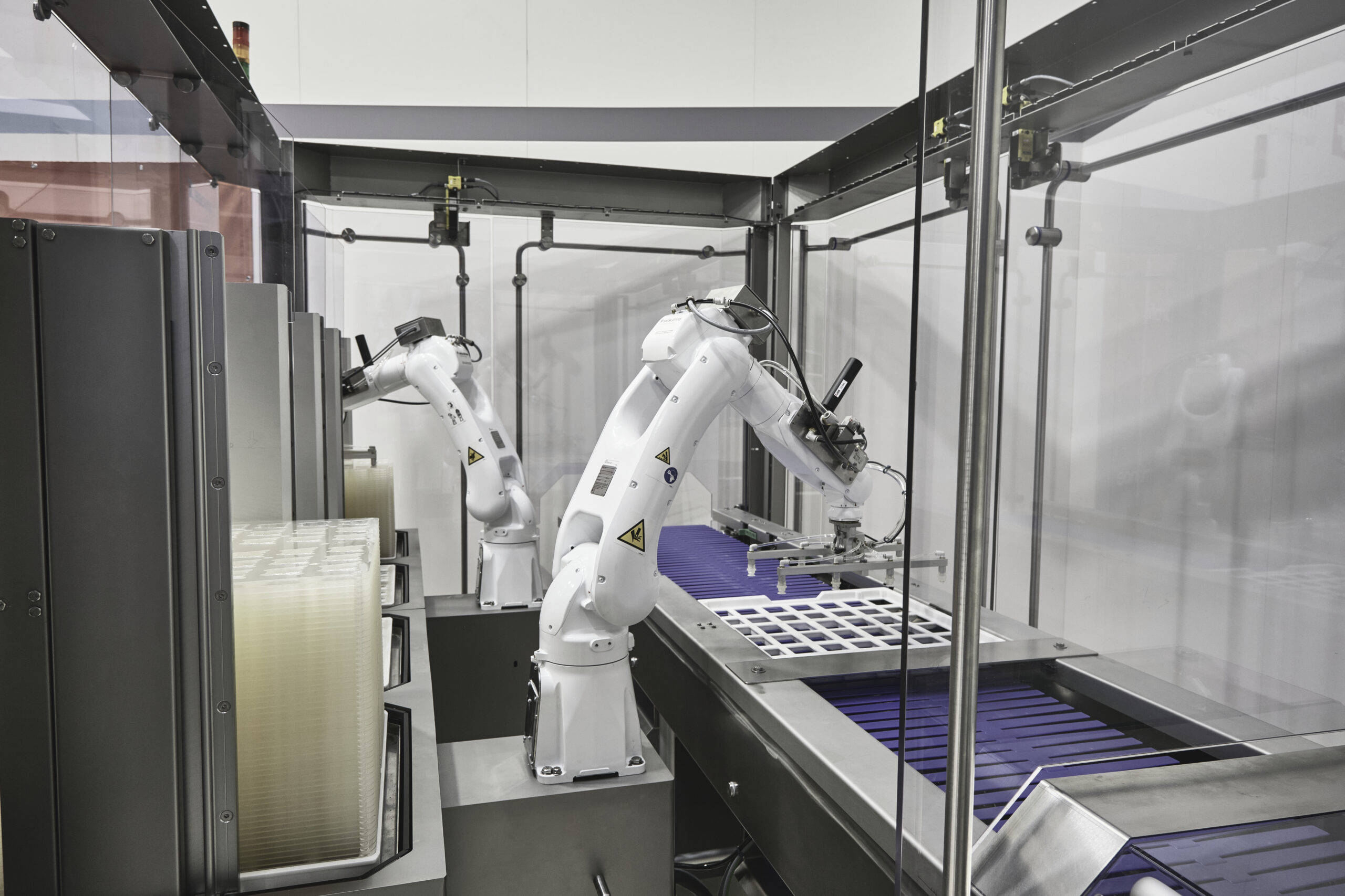 Robotic chocolate demoulding system. 