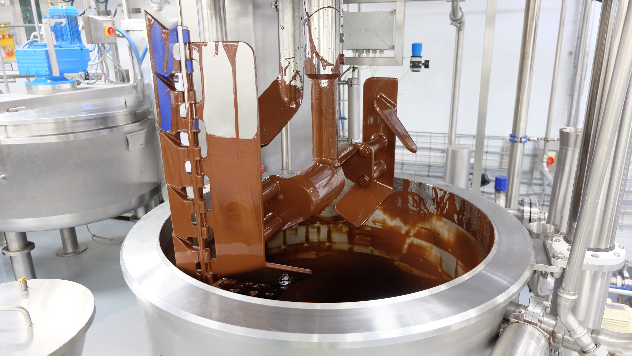 Close up of a chocolate melting tank.