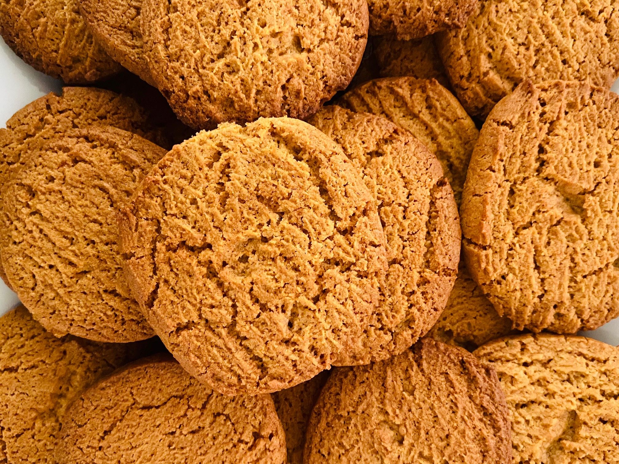 Close-up of ginger biscuits.