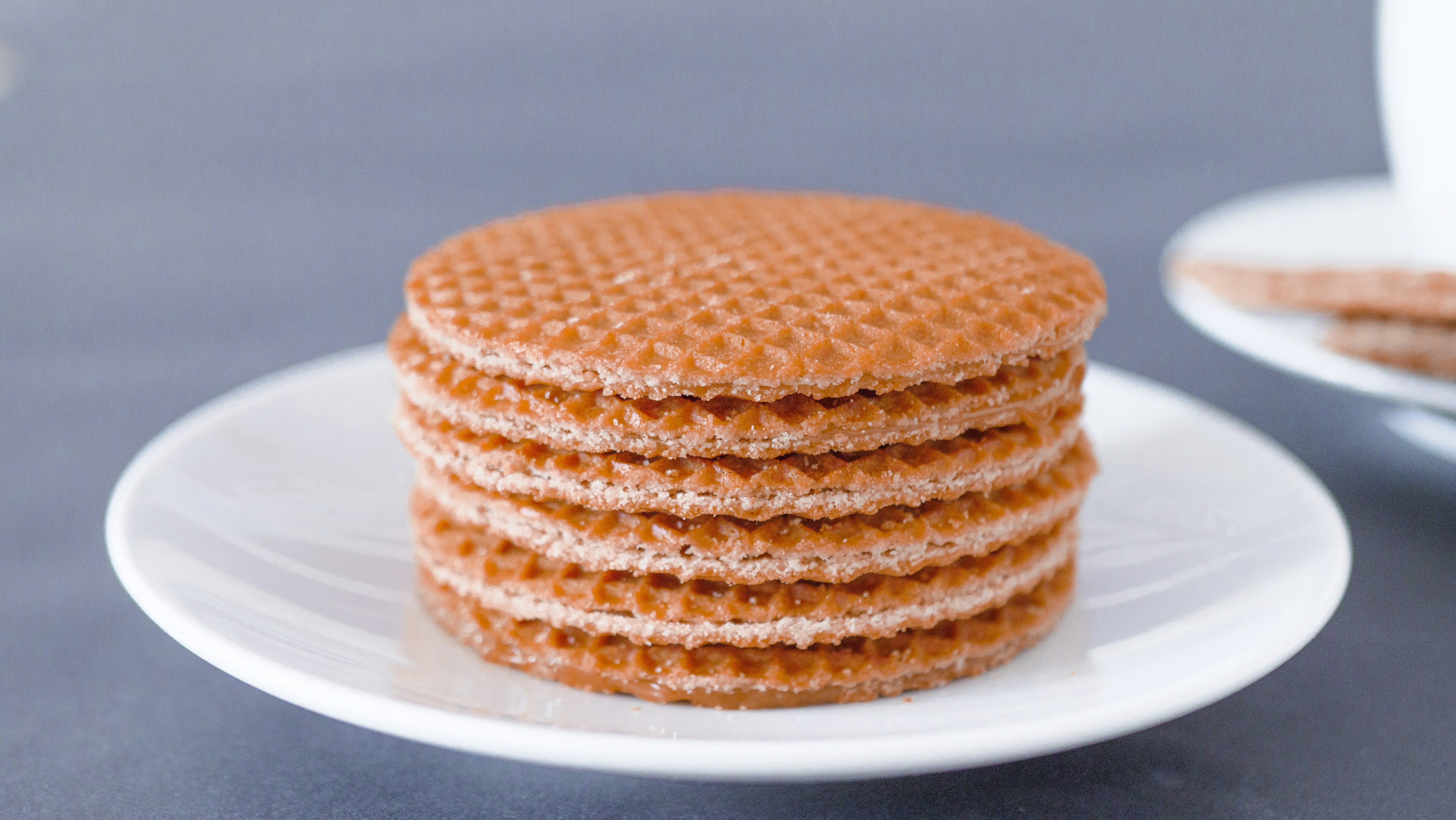 Stack of thin wafers on a plate.
